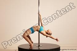 Underwear Gymnastic poses Woman White Moving poses Slim long blond Dynamic poses Academic